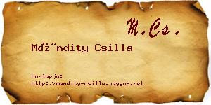 Mándity Csilla névjegykártya